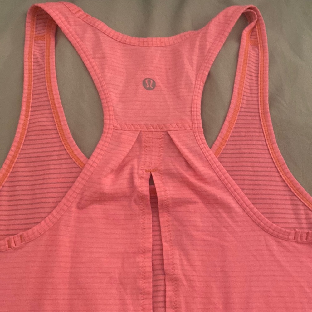 Coral striped lululemon tank